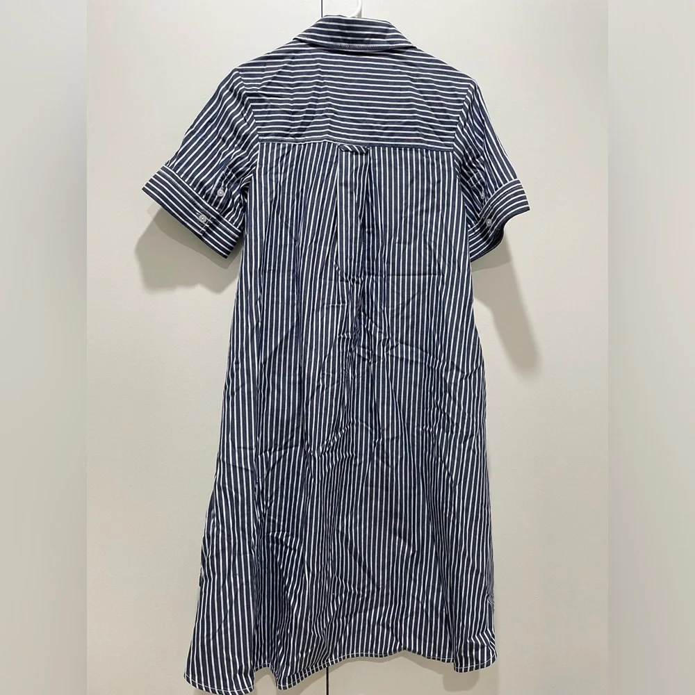Everlane Daytripped Blue Pinstripe Button Up Shirt Dress - Picture 10 of 11